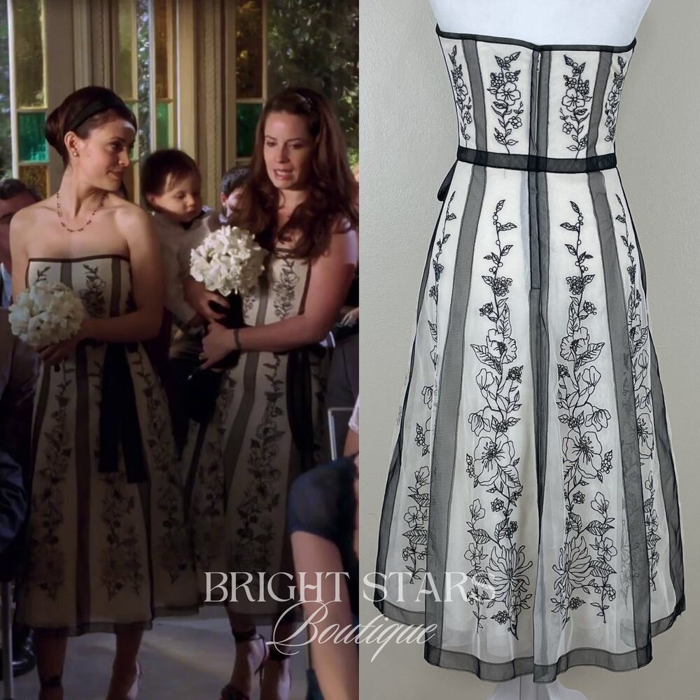 Rare Black and White Lace Strapless Dress ASO Charmed Piper Phoebe Halliwell - Picture 2 of 11